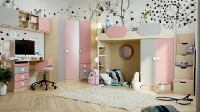 Детская комната Грэйси (Розовый/Серый/корпус Клен) в Курске - kursk.katalogmebeli.com | фото