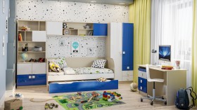 Детская комната Скай Люкс (Синий/Белый/корпус Клен) в Курске - kursk.katalogmebeli.com | фото