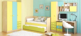 Детская комната Смайли (Желтый/Голубой/Зеленый/корпус Клен) в Курске - kursk.katalogmebeli.com | фото