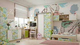 Детская комната Твит (Белый/Зеленый/корпус Клен) в Курске - kursk.katalogmebeli.com | фото