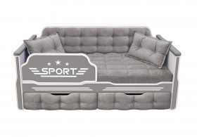 Кровать 160 серии Спорт 2 ящика 45 Серый (подушки) в Курске - kursk.katalogmebeli.com | фото