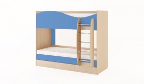 Кровать 2-х ярусная с ящиками (Беленый дуб/Синий) в Курске - kursk.katalogmebeli.com | фото 1
