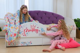Кровать детская Эльза с бортиком Принцесса Белый/Фиолетовый в Курске - kursk.katalogmebeli.com | фото