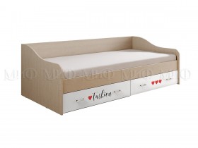 Кровать Girl Вега 0,9 м (Дуб беленый/Белый глянец/фотопечать) в Курске - kursk.katalogmebeli.com | фото