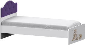 Кровать Каспер с мягкой спинкой и фотопечатью (900х1900)Белый/Фиолетовый в Курске - kursk.katalogmebeli.com | фото