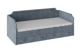 Кровать с мягкой обивкой и ящиками «Кантри» Тип 1 (900) (Замша синяя) в Курске - kursk.katalogmebeli.com | фото