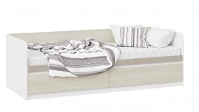 Кровать «Сканди» с 2 ящиками Дуб Гарден/Белый/Глиняный серый в Курске - kursk.katalogmebeli.com | фото