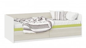 Кровать «Сканди» с 2 ящиками Дуб Гарден/Белый/Зеленый в Курске - kursk.katalogmebeli.com | фото