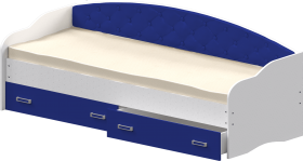 Кровать Софа-8 с мягкой спинкой (900х1900) Белый/Синий в Курске - kursk.katalogmebeli.com | фото