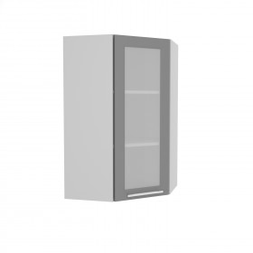 Квадро ВПУС 550 шкаф верхний угловой со стеклом высокий (Железо/корпус Серый) в Курске - kursk.katalogmebeli.com | фото