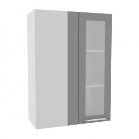 Квадро ВПУС 650 шкаф верхний угловой со стеклом высокий (Железо/корпус Серый) в Курске - kursk.katalogmebeli.com | фото