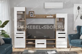 Мебель для гостиной МГС 6 (Исполнение 1/Дуб золотой/Белый глянец) в Курске - kursk.katalogmebeli.com | фото