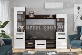 Мебель для гостиной МГС 6 (Исполнение 1/Венге/Белый глянец) в Курске - kursk.katalogmebeli.com | фото 1