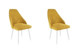 Набор стульев Милан 2 шт (желтый велюр/белый) в Курске - kursk.katalogmebeli.com | фото