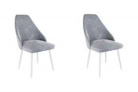 Набор стульев Милан 2 шт (серый велюр/белый) в Курске - kursk.katalogmebeli.com | фото
