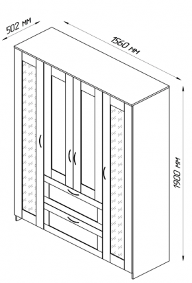 Шкаф четырехдверный Сириус с 1 зеркалом и 2 ящиками белый в Курске - kursk.katalogmebeli.com | фото 2