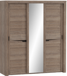 Шкаф трехдверный Соренто с раздвижными дверями Дуб стирлинг/Кофе структурный матовый в Курске - kursk.katalogmebeli.com | фото