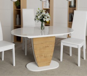 Стол обеденный «Монреаль» Тип 1 (Белый глянец/Бунратти) в Курске - kursk.katalogmebeli.com | фото