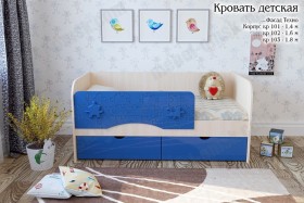 Техно Кровать детская 2 ящика 1.6 Синий глянец в Курске - kursk.katalogmebeli.com | фото